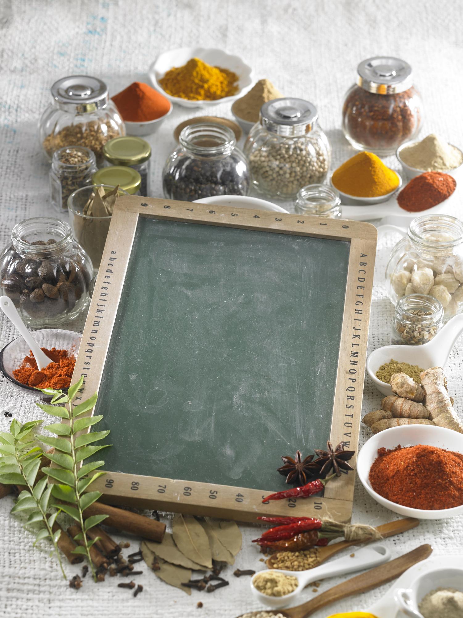 Studio entrance with herbs and menu board