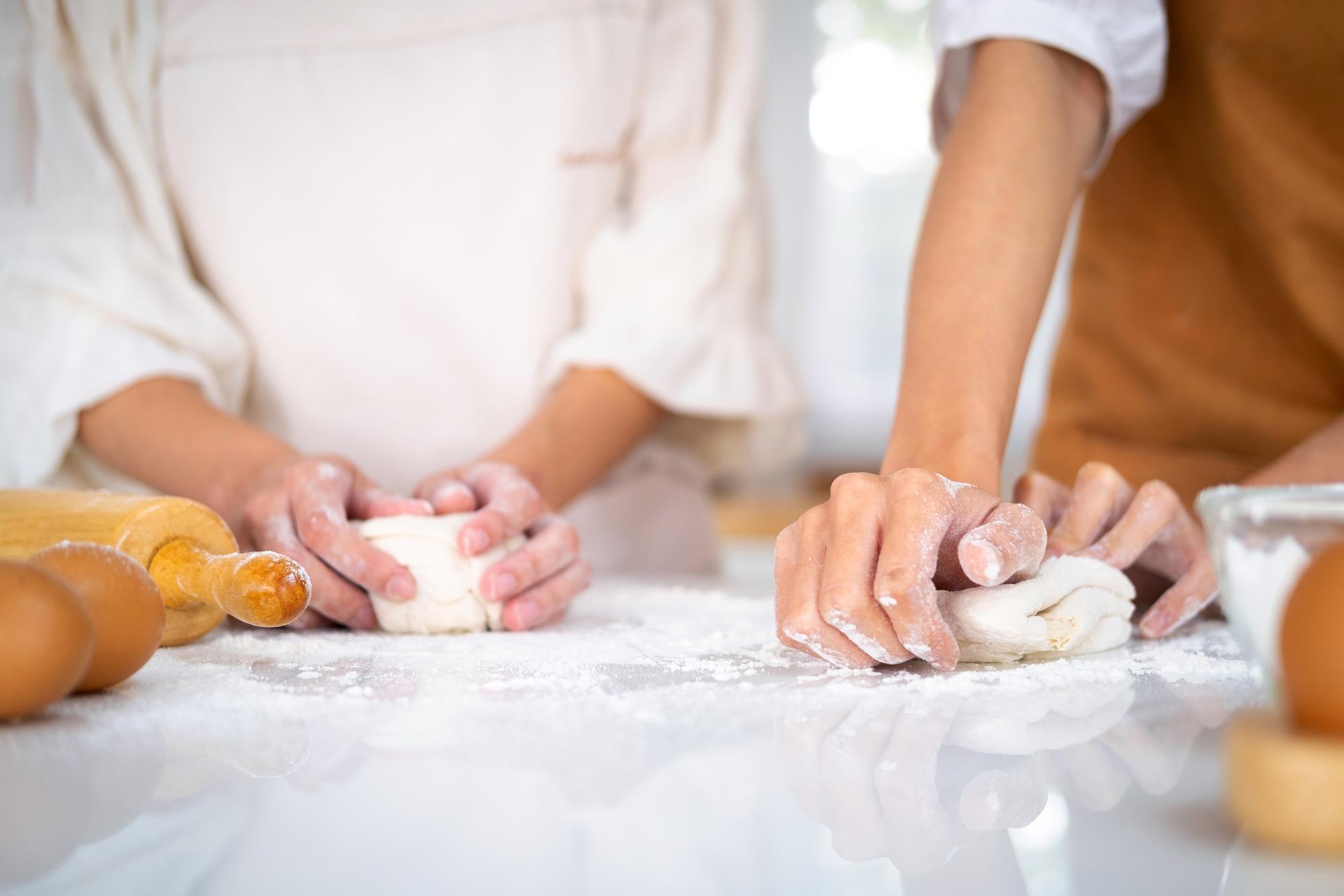 Small class making sourdough loaves
